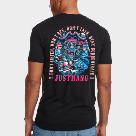 T-shirt sport noir unisexe JUSTHANG - The Monkey of Wisdom