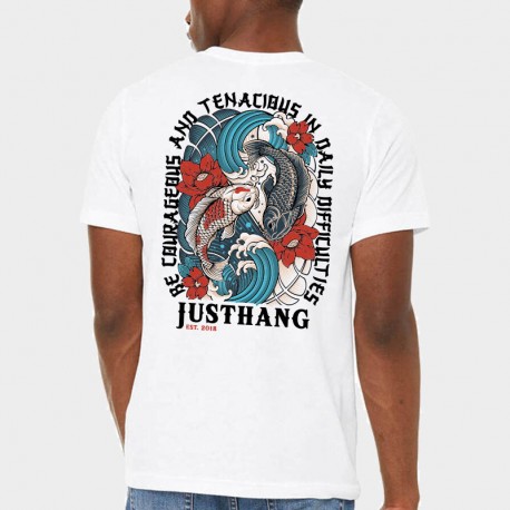 T-shirt sport unisexe Justhang Koi Carp blanc