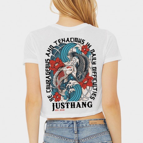 Crop top sport blanc femme Koi Carp – Justhang JAPAN